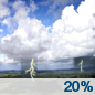 Monday: A 20 percent chance of showers and thunderstorms before 1pm.  Sunny and hot, with a high near 94. South southwest wind 10 to 15 mph becoming west in the afternoon. Winds could gust as high as 30 mph. 